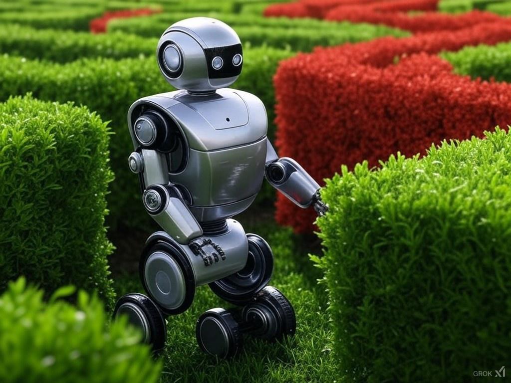 Reinforcement learning example with a robot navigating a maze.